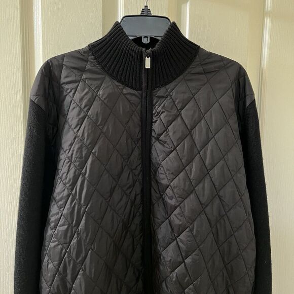 Codice Black Quilted Sweater Jacket Full Zip Men's Size 56 - Picture 2 of 11